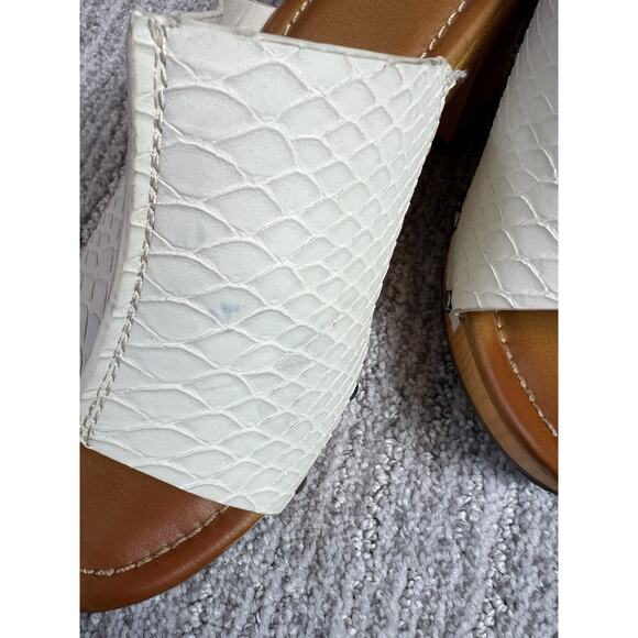 Mia Snakeskin Embossed Sandal In Ivory, Slip On, Size 6.5 - Picture 5 of 8